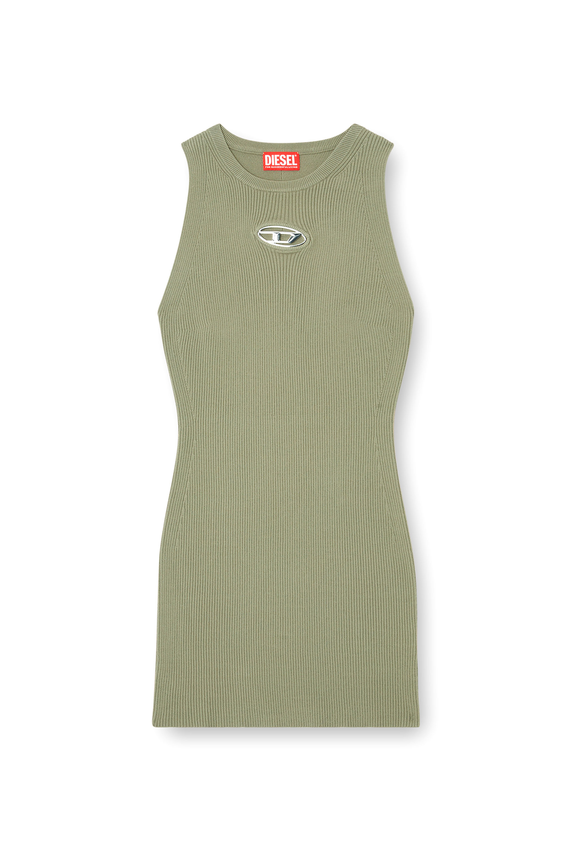 Diesel - M-CADDIX, Woman's Ribbed knit sleeveless dress in Green - 2